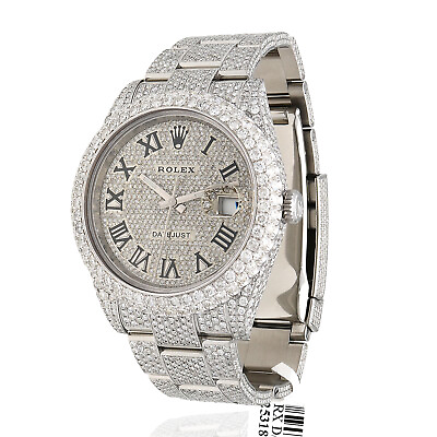 #ad Rolex Datejust Automatic Custom Natural Diamond Full Pave 41mm Watch $30303.96