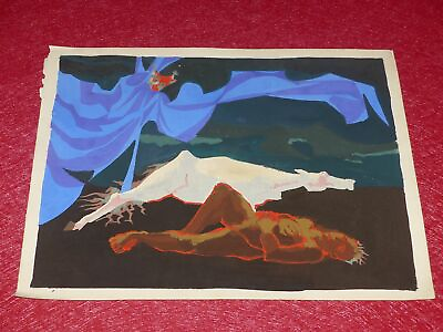 #ad Art 20th Gouache Original Project Tapestry Dlg JEAN LURCAT 1953 Horse Death $2017.39