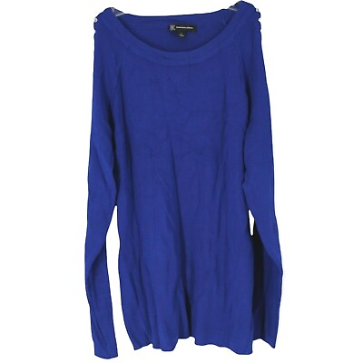 #ad INC International Concepts Blue embellished cold shoulder knit top Large $7.98