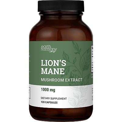 #ad Organic Lion#x27;s Mane Mushroom Supplement 1000 mg 120 Capsules $17.95