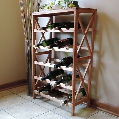 #ad New Lavish Home 25 Bottle Freestanding Wine Rack Bottle Holder with Tabletop $34.79