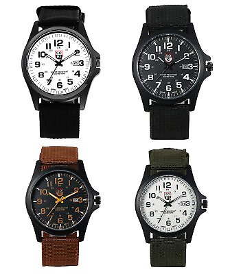 #ad Men Military Tactical 24 Hours Nylon Strap Date Analog Quartz Sports Wrist Watch $10.44