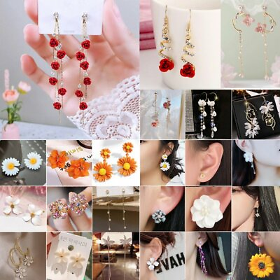 #ad Fashion Flower Crystal Earrings Stud Women Drop Dangle Wedding Party Jewelry New C $4.33