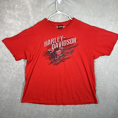 #ad A1 Harley Davidson Motorcycles T Shirt Adult 2XL XXL Red Hideout Mens $17.99