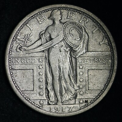 #ad 1917 TYPE 1 Standing Liberty Silver Quarter CHOICE XF FREE SHIPPING E199 ABY $107.70
