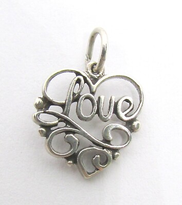 #ad BRAND NEW 925 STERLING SILVER 2D LOVE HEART CHARM $19.95