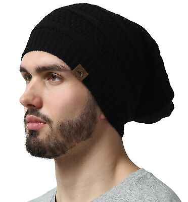 #ad Slouchy Cable Knit Beanie by Chunky Oversized Slouch Beanie Hats for Men amp;... $18.56