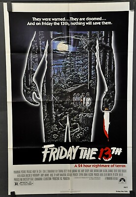 #ad Friday The 13th 1980 ORIGINAL 27X41 NEAR MINT MOVIE POSTER BETSY PALMER HORROR $650.00
