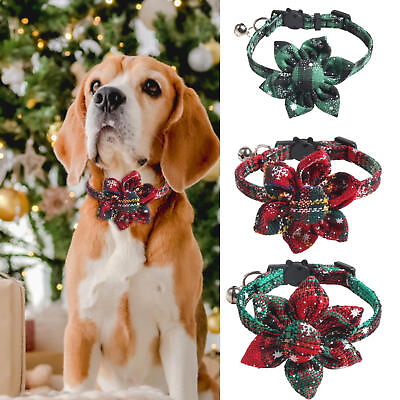 #ad Christmas Dog Collar Removable Flower Pet Collars for Small Medium Large Dog Cat $10.29
