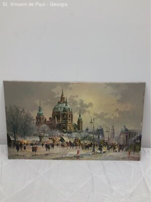 #ad quot;Berlin Dom Winterquot; Oil Painting on Copper by Heinz Scholtz Signed. 1925 $2000.00