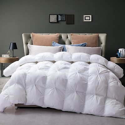 #ad Luxurious 1200TC Pinch Pleat Goose Feather Down Comforter 100% Cotton King Size $96.99