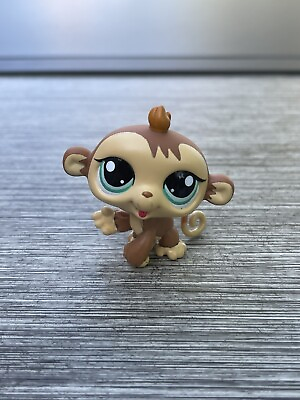 #ad Hasbro Littlest Pet Shop Brown Monkey Green Eyes Toy Figure $7.99
