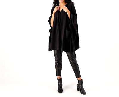 #ad Cuddl Duds Fleecewear Stretch Hooded Blanket Wrap BLACK ONE SIZE MISSY $28.49