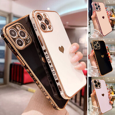 #ad Shockproof Cute Heart TPU Case Cover For iPhone 15 14 13 12 11 Pro Max X XS XR 8 $2.99