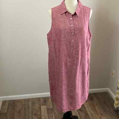 #ad Tahari Womens 100% Linen Sleeveless Popover Dress Size 1X Rose $32.00