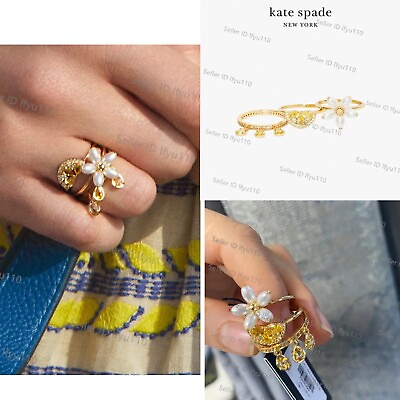 #ad NWT Kate Ks Spade Fresh Squeeze Lemon Stacking Charm Ring Set Size 7 $25.99