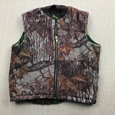 #ad VINTAGE Realtree Camo Vest Mens Large Reversible Fleece Cabela#x27;s USA Hunting $40.00