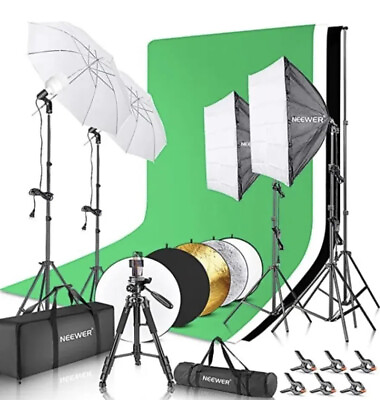 #ad Neewer Complete Photography Lighting Kit w 8.5#x27; x 10#x27; Background Support System $101.20