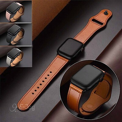 #ad Genuine Leather Apple Watch Band For iWatch Series 8 7 6 5 4 38 40 41 42 44 45 $9.98