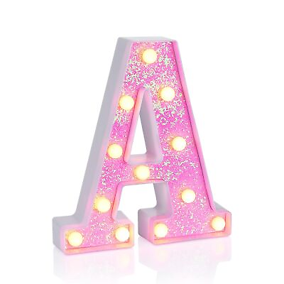 #ad Pink Light Up LettersPink Party DecorationsGlitter Alphabet Letter Sign for... $14.86