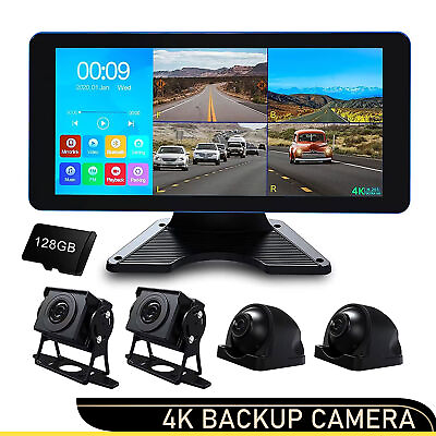 #ad 128G Dash Cam 4K 4CH 4AHD Recording in Car DVR Camera Front 10.36quot; for Truck Van $199.99
