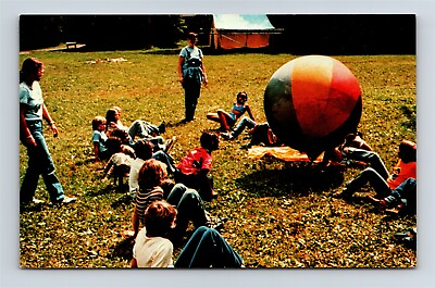 #ad Postcard NY Holland New York Camp Seven Hills Girl Scouts Giant Kick Ball I31 $12.99