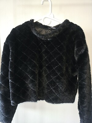#ad Zara NWOT Black Faux Fur Size Small Sweater $19.99