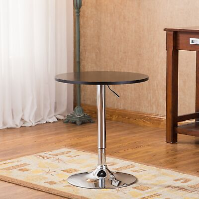 #ad Contemporary Adjustable Bar Table Black MDFMetal Wood top Chrome metal base $101.96