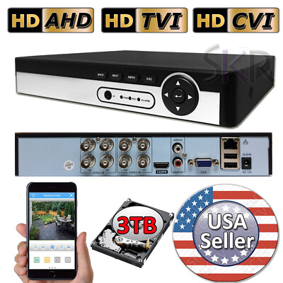 #ad Sikker 8 channel cctv DVR H.264 H.265 Camera System 1080P with 3TB hard drive $137.74