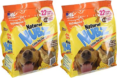 #ad pack of 2 Nylabone Natural Nubz Edible Dog Chews 22ct. 2.6lb bag Total $43.95