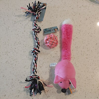 #ad Dog Toys Rope Tug Squeak Ball Fetch Stuffed Toys Puppy Toss Pack G $15.59