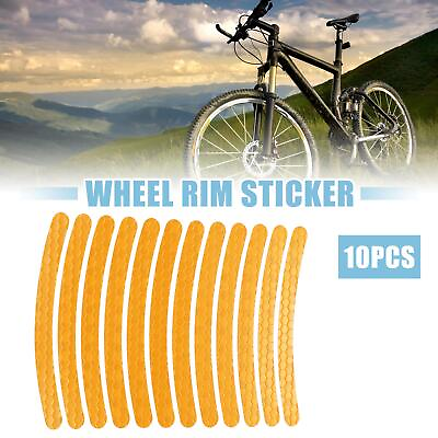 #ad 10pcs Fits 18inch Bicycle Wheel Rim Sticker Decal Decoration Universal Yellow $7.12
