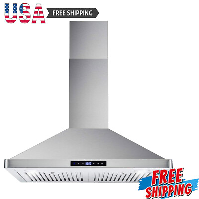 #ad Wall Mount Range Hood W Ducted Convertible Ductless LED Light Stainless Steel $215.80