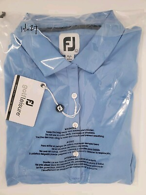 #ad New FootJoy Golf Polo Womens Sleeve Logo Size L Sky Blue Polyester MSRP $68 $26.58