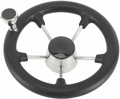 #ad Marine 11 1 2#x27;#x27; Destroyer Boat Stainless Steering Wheel with PU Foam With Knob $52.45