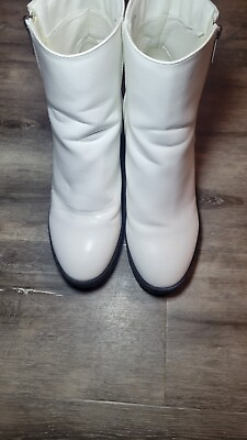 #ad French connection jasmine lug sole white side zip platform boots womens size 9 $45.00