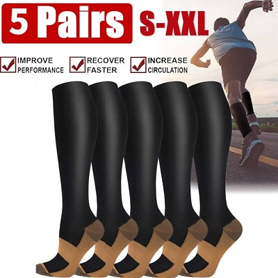 #ad NEW Copper Compression Socks 20 30mmHg Graduated Support Mens Womens S XXL $30.99