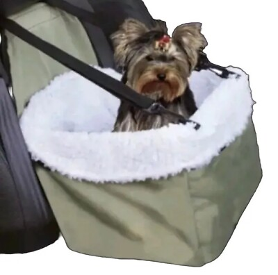 #ad Travel Pet Booster Car Seat Faux Sheepskin Lining Small Dog w Zipper Compartment $21.00