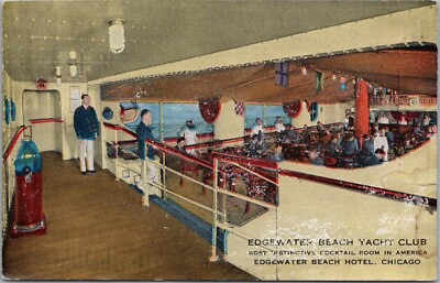 #ad 1940s CHICAGO Illinois Postcard EDGEWATER BEACH YACHT CLUB *Walter Damage $4.02