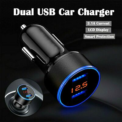 #ad Dual Ports 3.1A USB Car Cigarette Charger Lighter Digital LED Voltmeter 12V 24V $4.95
