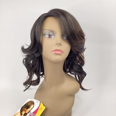 #ad Slim Line 15 Short Lace Part Wig FS1B 30 Black amp; Brown Heat Safe Synthetic $24.99
