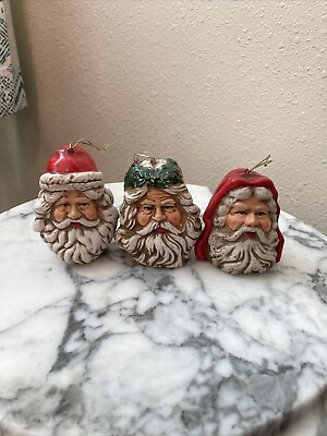 #ad Set Of 3 Santa Ornaments $19.00