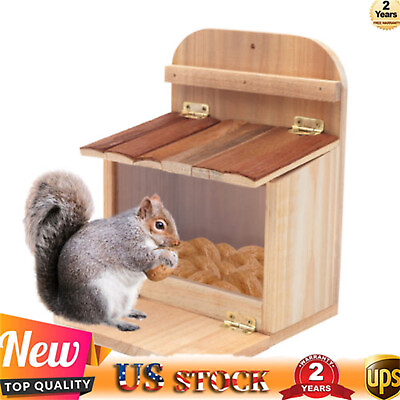 #ad Outdoor Hanging Squirrel Feeder Squirrel Feeding Box Wooden House For Yard Tree $25.18