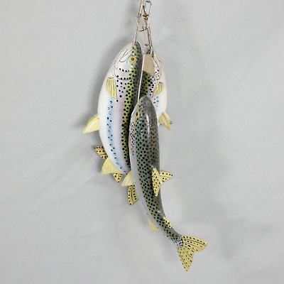#ad Decorative Hanging Metal Fish Set of 3 Rainbow Trout on Chain Stringer 11quot; amp; 8quot; $18.00