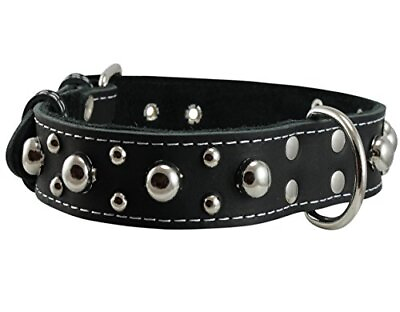 #ad Black Real 1.5quot; Wide Thick Leather Studded Dog Collar. Fits 17quot; 21.5quot; Neck La... $49.85