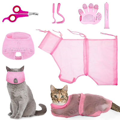 #ad Cat Bathing Bag cat Grooming Bag Adjustable Pet Shower Net Bag Nail Clipper $20.85