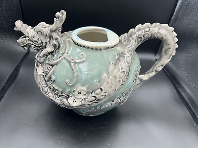 #ad Blue Sky Dragon Hand Painted Ceramic Teapot Vase by Blue Sky Ceramics No Lid $20.00