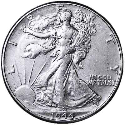 #ad 1944 Walking Liberty Silver Half Dollar AU ABOUT UNCIRCULATED NICE COIN $20.00