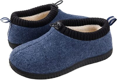 #ad Men#x27;s Fuzzy Slippers Drawstring Collar Sherpa Lining Indoor Outdoor House Shoes $14.87