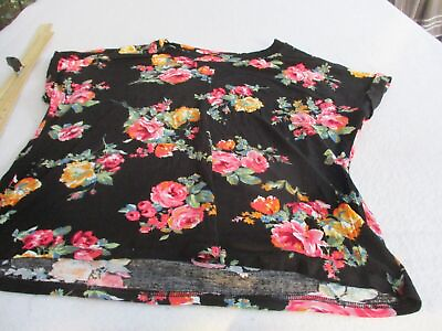 #ad Womens Forever 21 floral black blouse shirt sz l $14.98